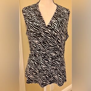 White House Black Market Black & White Zebra Print Blouse, Sz M, like new!